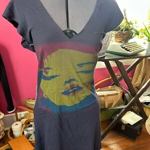 Betsey Johnson Black Dress with Pink Graphic Text